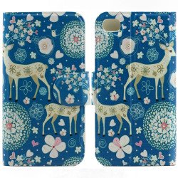 iPhone 4S 4 Slim Flip Design Wallet Case (Reindeer)